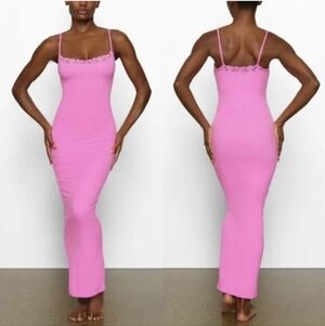 Skims Pink Fits Everybody Lace Long Slip Maxi Dress (Sz XL)